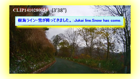 樹海ライン・雪が降ってきました。：Jukai line.Snow has come.